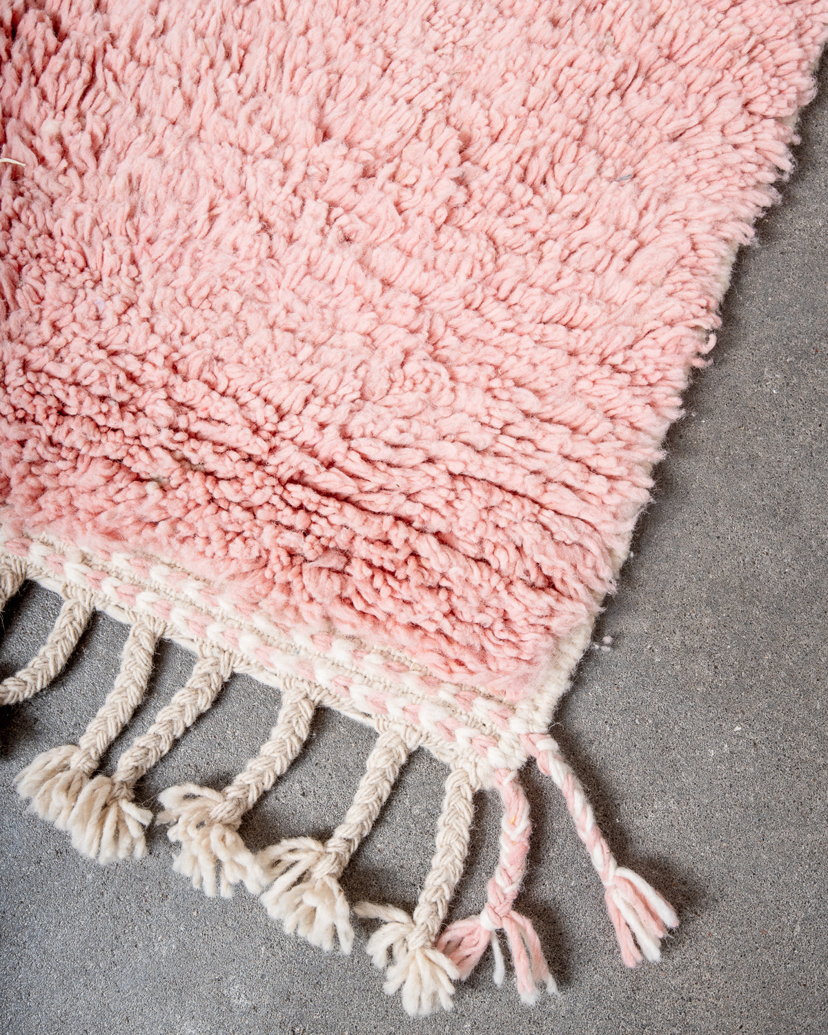 Modern, designer, handcrafted Berber rug from Morocco. Beniourain carpet with beautiful colours and patterns and fluffy wool texture.